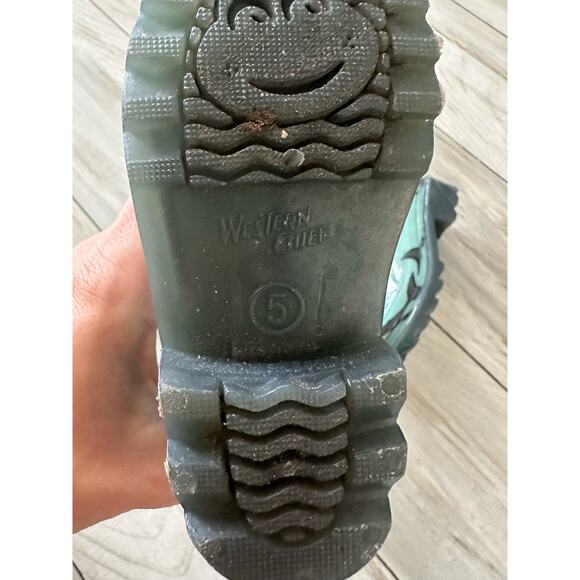 Western Chief Rain Boots Toddler 5 Tropic Teal Sharks Light Up Outdoors - Picture 6 of 8